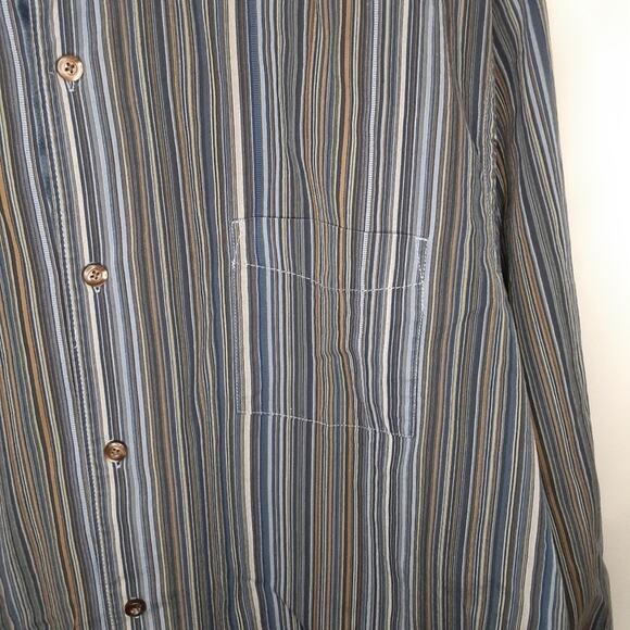 Tommy Bahama Long Sleeve Button Shirt Blue Brown Tan Large - Picture 5 of 9